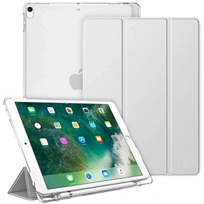 Bild av Fintie Fodral kompatibelt med iPad Air 3:e generationen (2019)/iPad Pro 10.5 (2017) lätt stående smalt skal frostat bakskydd, automatisk uppvakning/sömn, pennhållare, silver