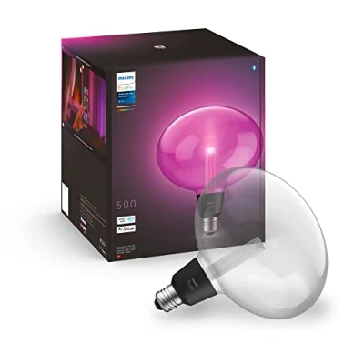 Bild av Philips Hue White and Color Ambiance Lightguide ljuskälla, E27, LED 6.5W, Ellips, 500 lumen, 2000 6500 Kelvin, Zigbee &amp; BT, 25000 timmar, röststyrning via Amazon Alexa, Google Assistant och Siri