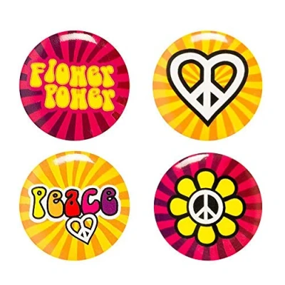 Bild av Boland Hippie Flower Power Pins, flerfärgade (Ciao Srl BOL44508)