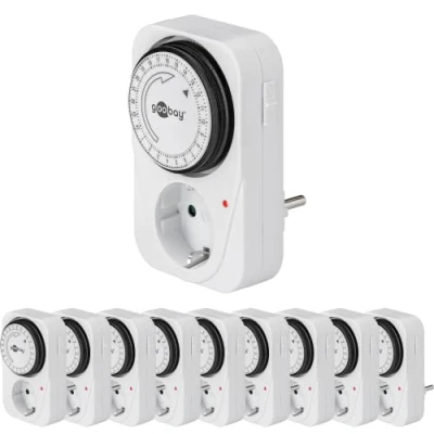Bild av Goobay 64896 timer uttag analog inuti uttaguttag 15 minuters intervall kontroll LED kontinuerlig drift möjlig uppsättning om 10 st, liten