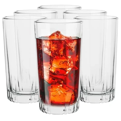 Bild av Glas Med Långa Drycker Vattenglas Highballglas Juice Kopp Tumbler Highball Drinkglas Beverage Koppar Juiceglas Diskmaskinssäker Samling Gina Kapacitet 340 ML Uppsättning av 6