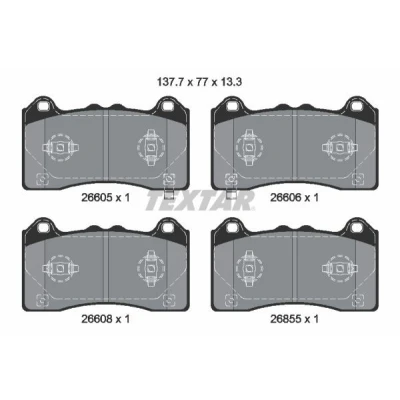 Bild av TEXTAR 2660501 Bromsbeläggsats med akustisk slitagevarnare FORD: Focus Mk4 Turnier, Hatchback, FORD USA: Mustang Mach E