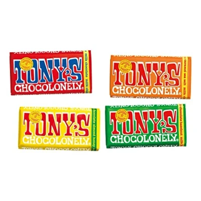 Bild av Tony&#039;s Chocolonely Mjölkchokladbunt 4 x 180 g våra favoritmjölkchokladkakor chokladkakao presentset gåvor Fairtrade choklad