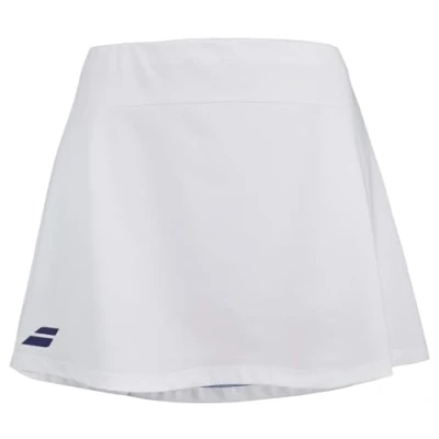 Bild av Babolat, Tenniskjol, modell Play, elastisk midja, andningsbart material, integrerad shorts, perfekt för träning och tävling, Vitt blått, 12 14 ans