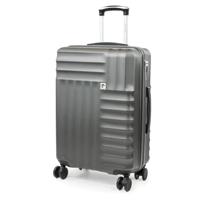 Bild av Pierre Cardin Soleil Resväska hårt resebagage med 8 spinner 360 graders hjul TSA lås och teleskophandtag, Kolgrå, M,