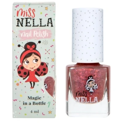 Bild av Miss Nella NEW magic collection SHAZAM Speciellt röd glitternagellack för barn, vattenbaserat och luktfritt som enkelt går att skala bort.