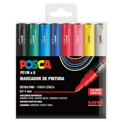 Bild av UNI Posca Set PC 1M Basic Pack 8 pennor
