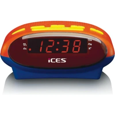 Bild av iCES ICR 210KIDS klockradio radioväckarklocka för barn PLL FM snooze funktion sömntimer gångreserv blå/orange