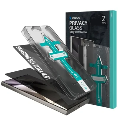 Bild av Deppa 2 stycken Privacy Skärmskydd för Samsung Galaxy S24 Ultra (6,8&#039;) Kompatibelt Med Fingeravtrycksläsare ID [Full Täckning] Enkel Installationssats (Privacy, (6.8&#039;))