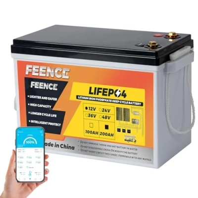 Bild av MINI 12 V 200 Ah LiFePO4 batteri med Bluetooth A BMS bilbatteri, 15 000 cykler, 2 560 Wh litiumbatteri, perfekt för husbilar, solanläggning, marinblå, husvagn, nätoberoende applikationer