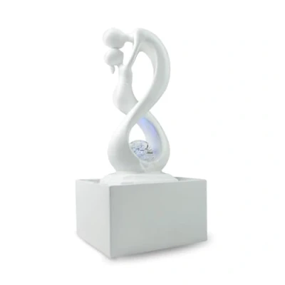 Bild av Zen&#039;Light modern vit amor inomhusfontän med färgglatt LED ljus konststil inredning, idealisk meditation och avkoppling original design stängd krets roterande boll 31 x 14 cm