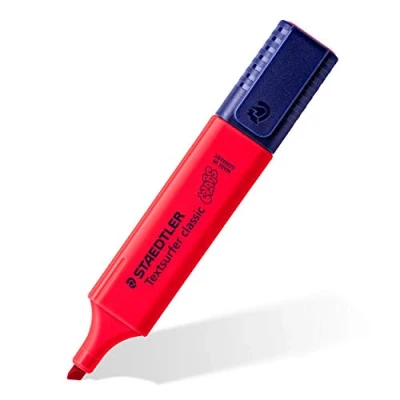 Bild av Staedtler Textsurfer classic 364, Textmarker, hohe Qualität Made in Germany, mit großem Tintenspeicher für extra lange Markierleistung, 10er Schachtel, rot, 364 C 200