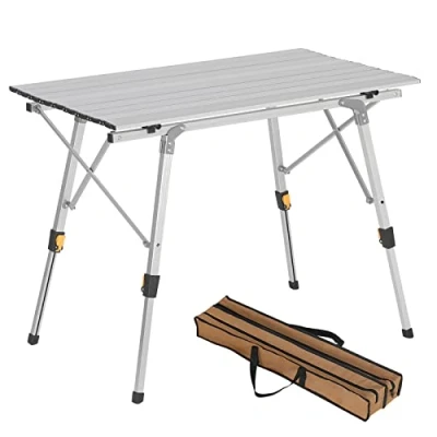 Bild av WOLTU Campingbord, fällbord av aluminium trädgårdsbord balkongbord resebord hopfällbart, med packväska, justerbar höjd, 90 x 52 (4572) cm, CPT8129sz, svart
