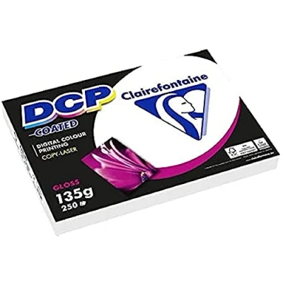 Bild av Clairefontaine 6841C skrivarpapper DCP Premium kopieringspapper för färgintensivt bildtryck, DIN A4, 21 x 29,7 cm, 135 g, 1 ries med 250 ark, glänsande vitmålade