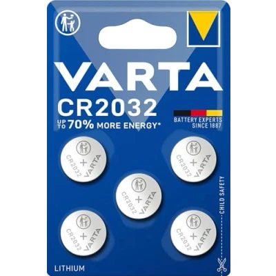 Bild av VARTA Batteriknappceller CR2032, 5 stycken, Power on Demand, litium, 3 V