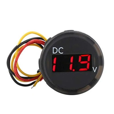 Bild av digital spänningsmätare, DC 0 100 V vattentät rund spänningsmätare voltmeter LED panel display för bil motorcykel båt marin ATV husvagn husvagnar