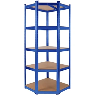 Bild av Arebos Hörnhyllor Heavy Duty Shelving Boltless 875kg Lätt att montera tack vare plug in systemet 180 x 70 cm 5 hyllor av MDF upp till 175 kg per hylla Blå