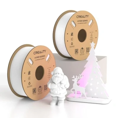 Bild av Creality Officiell 3D skrivarfilament, Hyper PLA Höghastighetsfilament, 1,75 mm utskriftsfilament för höghastighetstryck, dimensionell noggrannhet +/ 0,02 mm, 2 kg (1 kg/spole x 2) vit +