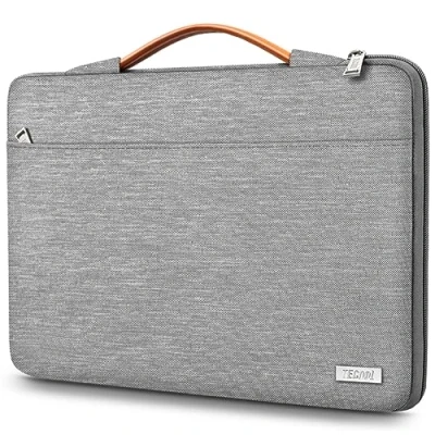 Bild av TECOOL Laptopfodral för 15 15,6 Tums HP Lenovo Acer Dell Samsung Notebook Chromebook, Bärväska med Infällbart Handtag, Grå
