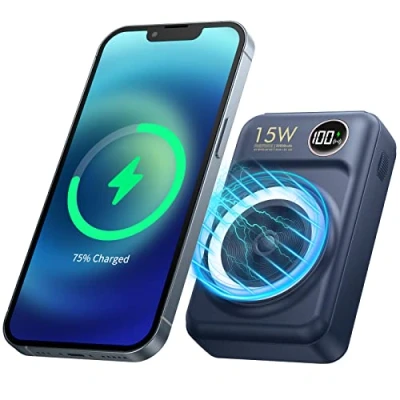 Bild av Power Bank trådlös magnetisk 20 000 mAh externt batteri bärbar laddare PD W USB A/Type C 22,5 snabbladdning med LED skärm för iPhone 14 13 12 Mini Pro Max