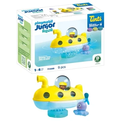 Bild av PLAYMOBIL Junior Aqua &amp; Tinti 71440 Färgubåt, Undervattensbåt med avtagbar kupol, tre badtabletter, leksaker för pojkar och flickor från 1 år