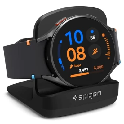 Bild av Spigen S352 designad för Galaxy Watch FE (2024) / 4 (2021) 3 (2020) Laadstation Stativ Active Svart