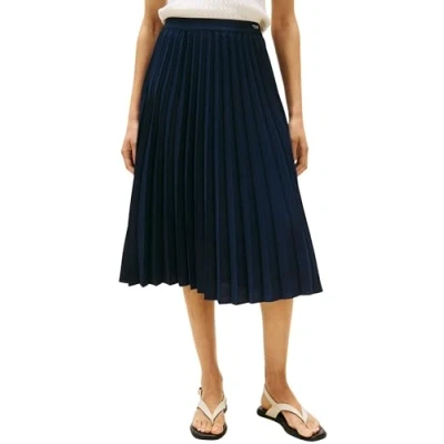Bild av Tommy Hilfiger Fluid Pleated PULL ON MIDI Skirt Alinjekjol, Storlek: 38, Dark night navy