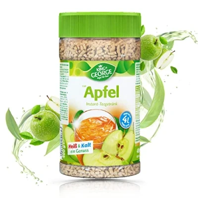 Bild av KING GEORGE Royal Tea Time, äpple snabbdryck 6 x 400 g, varmt och kallt en njutning, omedelbar te dryck med äppelsmak, resulterar i upp till 4 l, svart teextrakt