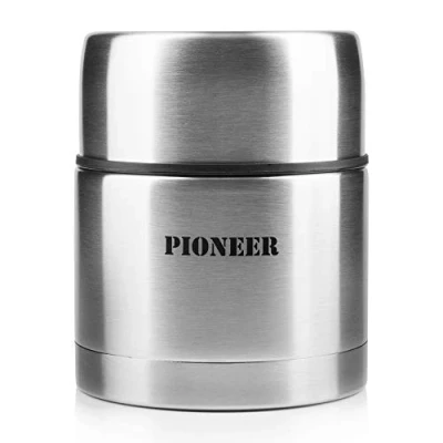 Bild av Pioneer termo matbehållare 0, 5 l rostfritt stål dubbelväggig isolerande soppbehållare 8 timmar varm 24 sval BPA fri borstat