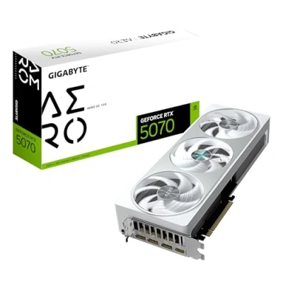 Bild av Gigabyte GeForce RTX 5070 AERO OC 12G grafikkort 12 GB GDDR7, 192 bit, PCI E 5.0, 2625 MHz kärnklocka, 3 x DP 2.1a, 1 HDMI 2.1b, NVIDIA DLSS 4, GV N5070AERO 12GD