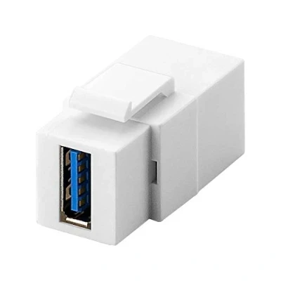 Bild av Goobay 79927 Keystone modul USB koppling med 2 x A uttag 3,0/USB kabel förlängning/USB kontakt snap in system/18,3 mm/vit