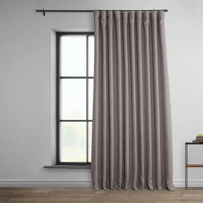 Bild av HPD Half Price Drapes Texturerade mörkläggningsgardiner i konstgjort linne för sovrum, 1 längd, gardiner vardagsrum, heminredning, 254 x 213 cm (B L), ljusbrun (Mink)