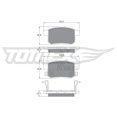 Bild av TOMEX brakes TX 17 54 Jeu de plaquettes frein Essieu arrière avec indicateur d&#039;usure HONDA: ACCORD 8, 8 Kombi