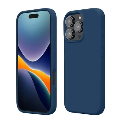Bild av kwmobile Fodral kompatibelt med Apple iPhone 16 Pro Max skal mjukt TPU silikonfodral marinblått
