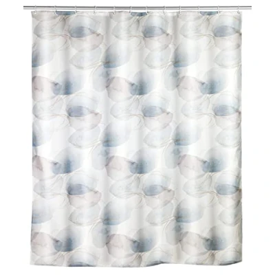 Bild av WENKO Mögelduschdraperi marinan, anti bakteriell och mögelresistent, med 12 duschdraperiringar, polyester, flerfärgad, 180 x 0 200 cm