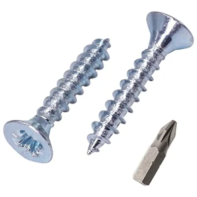 Bild av SKIR&#039;CO (Förpackning med 350 st) Zinkpläterat stål 3,5 x 20 mm silver träskruvar, Pozidriv försänkt huvud, spånskivskruvar, PZ helt gängad (350, mm)