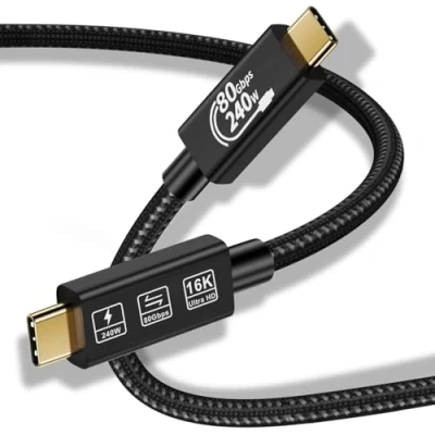 Bild av CABLEDECONN Thunderbolt 5 0,5 m USB förlängningskabel 4 80 gbps Ultra High Speed Data 240w snabbladdningskabel 16k videoanslutning typ C