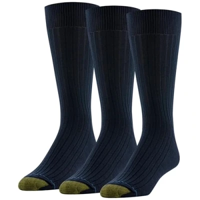 Bild av Gold Toe Herr Classic Canterbury Crew Strumpor (förpackning med 3), Skostorlek: 6 12,5, En storlek, Marinblått Xsp, L
