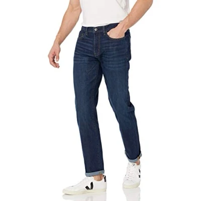 Bild av Amazon Essentials Men&#039;s Jeans med hög stretch smal passform, Mörk lavering, 34W / 33L