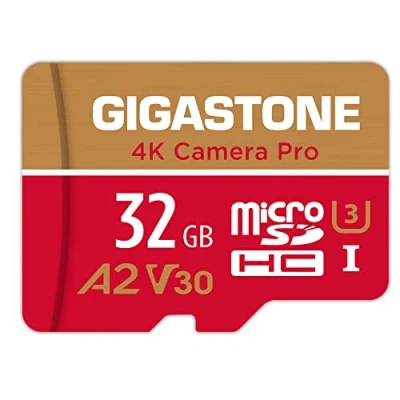 Bild av Gigastone 32 GB Micro SD kort MicroSD A2 V30 UHS I U3 C10, 4K UHD videoinspelning, spel, läsa/skriva 95/35 MB/s, med till adapter för Nintendo Dashcam Gopro Canon Nikon kamera drönare