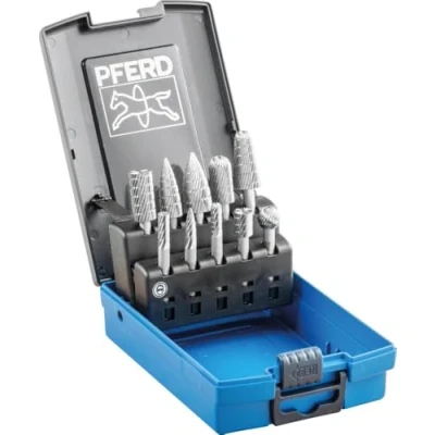 Bild av PFERD HSS frässtift set, 10 delar, tandning 3, skaftdiameter 6 mm, 22900823 för skärning av stål, gjuten stål och gjutjärn