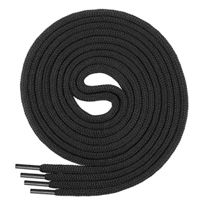 Bild av Di Ficchiano 1 eller 2 par skosnören runda 4,5 mm diameter för arbetsskor, vandringsskor, stövlar, mycket slitstarka 70 cm 220 längd, polyester I shoe Laces, svart, 180 / ø 4,5mm