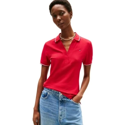 Bild av Tommy Hilfiger dam S/S Polo, Röd (medium röd), XS