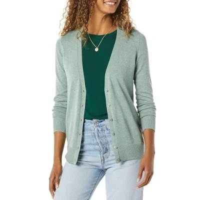 Bild av Amazon Essentials Kvinnors Lätt V ringad cardigan tröja (finns i plusstorlek), Salviagrön ljung, L