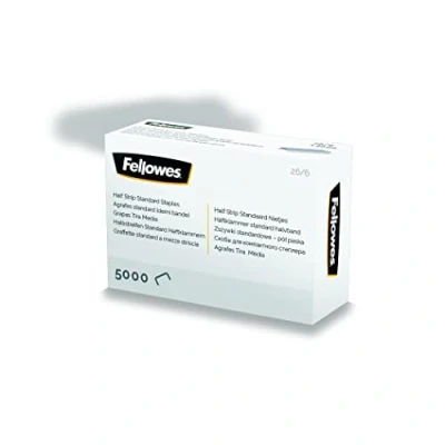 Bild av Fellowes Häftklamrar 26/6 mm för halvband/halv däck häftverktyg förpackning med 5 000 stycken silver