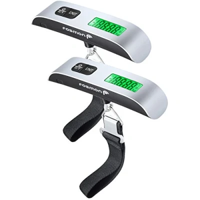 Bild av Fosmon digital bagagevåg (2 pack), LCD display bakgrundsbelysning med temperatursensor hängande bagageviktskala, upp till 110 pund tarefunktion