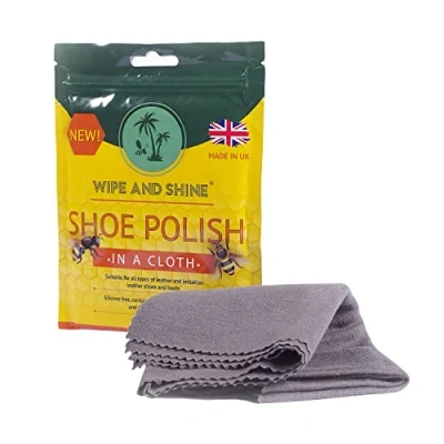 Bild av Wipe and Shine Shoe Polish Cloth, Snabbpoleringsduk för Skor och Stövlar, 100% Bomullsduk med Naturligt Bivax Exceptionell Glans, Tillverkad i Storbritannien