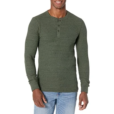 Bild av Amazon Essentials Herr normal passform långärmad våffla Henley skjorta, olivljung, Small