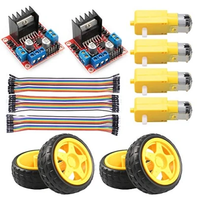 Bild av KeeYees L298N motorstyrenhet, stegmotor, styrmodul dubbel H bro med DC motor och smart bilhjul, kompatibel Arduino