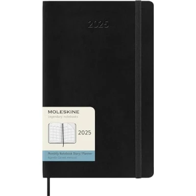 Bild av Moleskine 12 Monate Monats Notizkalender 2025, L/A5, 1 Mo = 2 Seiten, Linierte Soft Cover, Schwarz